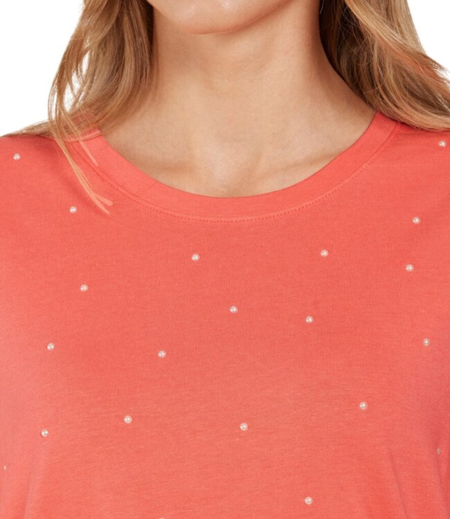 chique dames t-shirt met pareltjes meloen