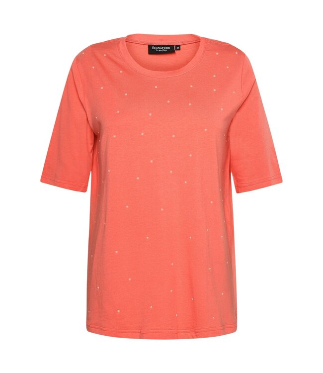 chique dames t-shirt met pareltjes meloen