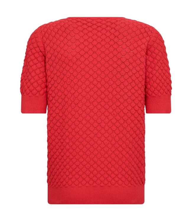 dames pullover DODO diamant korte mouw rood