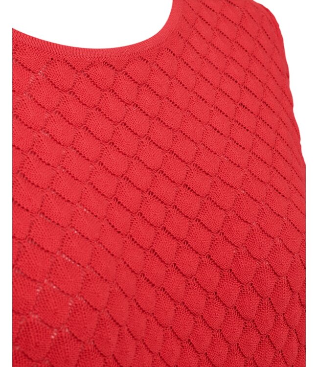 dames pullover DODO diamant korte mouw rood