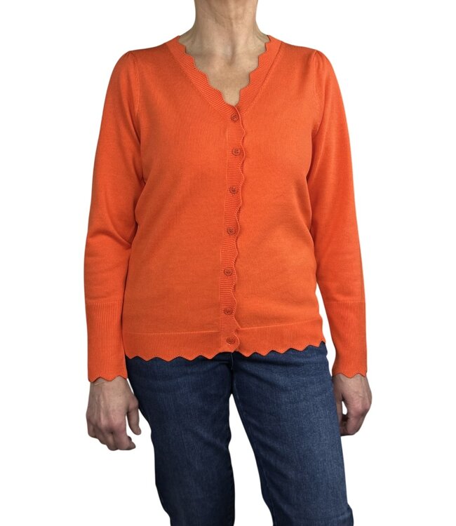 dames vest met kartel randje koraal Sunday