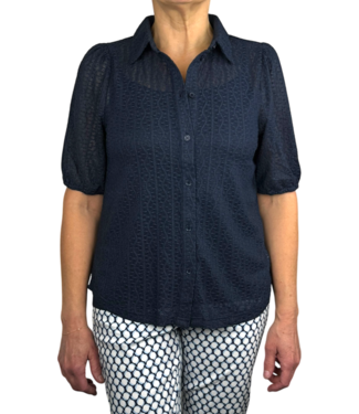 FreeQuent dames blouse met knopen en structuur "Trina" marine