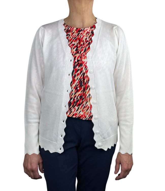 dames vest met kartel randje crème