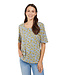 dames t-shirt bloemenprint 100% katoen blauw-geel
