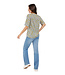 dames t-shirt bloemenprint 100% katoen blauw-geel