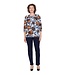 dames blouson cirkel patroon blauw- tabak 7/8 mouw