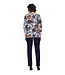 dames blouson cirkel patroon blauw- tabak 7/8 mouw