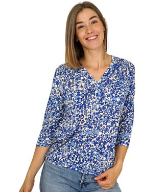 Marinello blouson met druppel patroon blauw-  beige