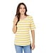 dames t-shirt streep korte mouw geel-wit