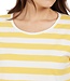 dames t-shirt streep korte mouw geel-wit