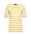 dames t-shirt streep korte mouw geel-wit