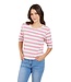 dames t-shirt streep korte mouw roze-wit