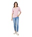dames t-shirt streep korte mouw roze-wit