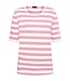 dames t-shirt streep korte mouw roze-wit
