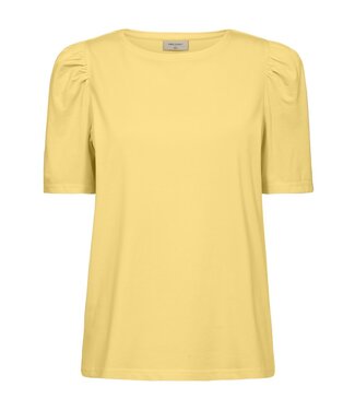 FreeQuent effen dames shirt met pofmouwtje "Fenja" geel