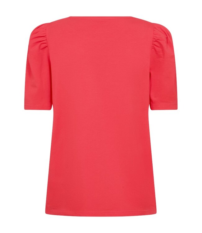 effen dames shirt met pofmouwtje "Fenja" rood