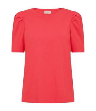 FreeQuent effen dames shirt met pofmouwtje "Fenja" rood