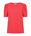effen dames shirt met pofmouwtje "Fenja" rood