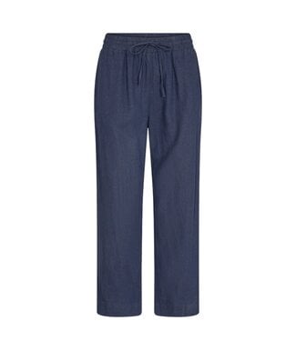 FreeQuent linnen broek dames "Lava" marine - ENKELLENGTE