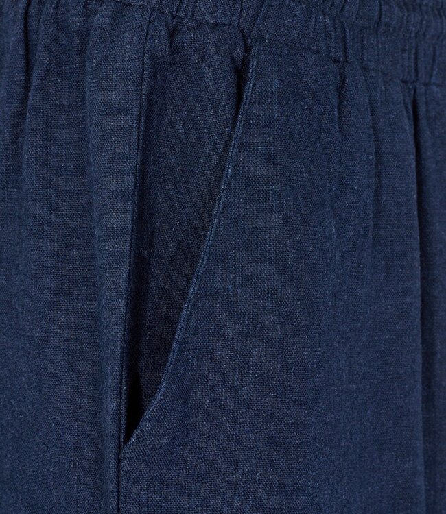 linnen broek dames "Lava" marine - ENKELLENGTE