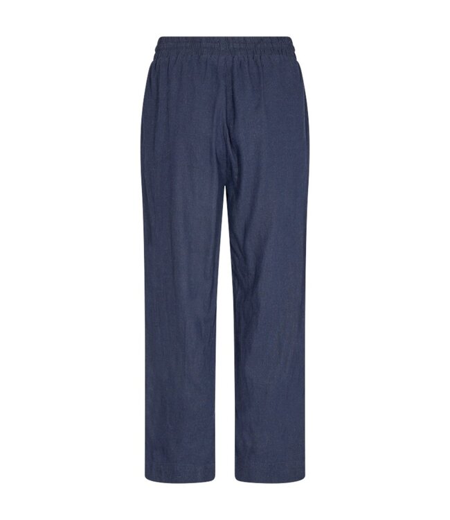 linnen broek dames "Lava" marine - ENKELLENGTE