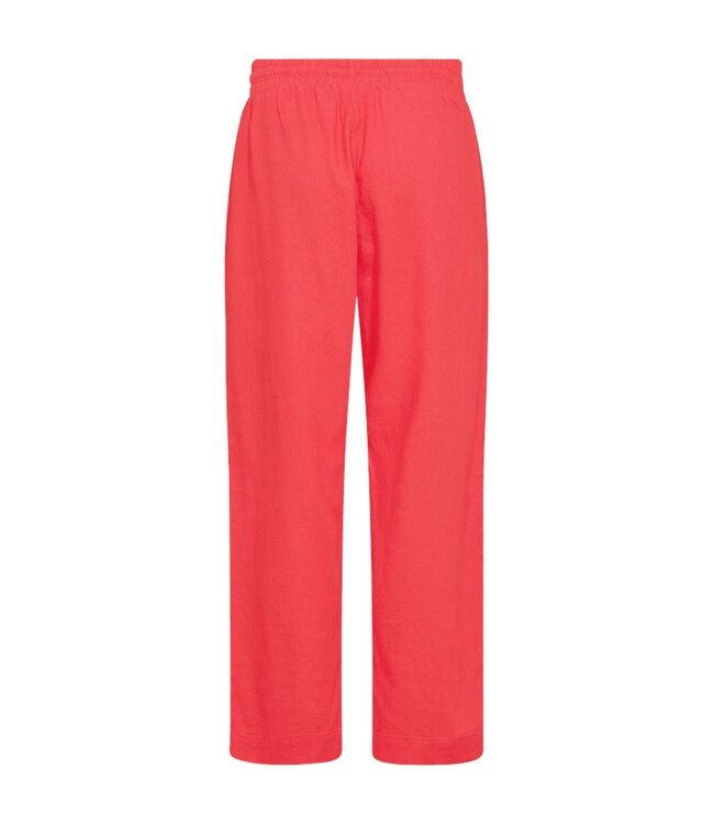 linnen broek dames "Lava" koraalrood - ENKELLENGTE