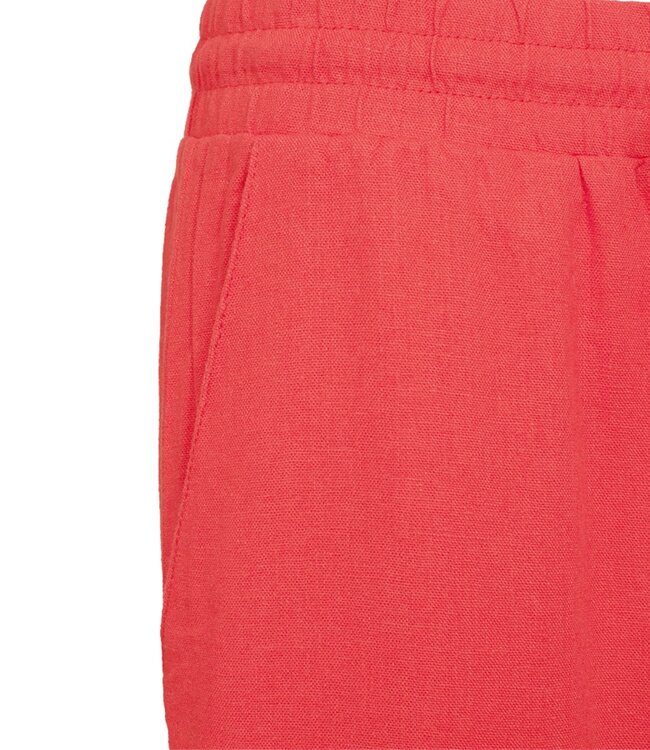 linnen broek dames "Lava" koraalrood - ENKELLENGTE