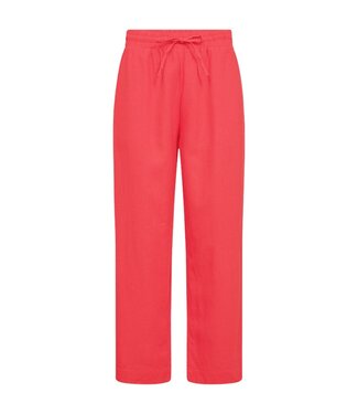 FreeQuent linnen broek dames "Lava" koraalrood - KORT
