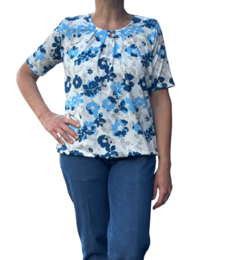 BLAUW blouson blauwe bloemetjes