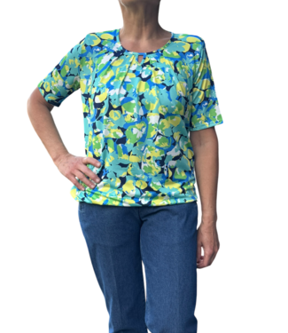 BLAUW blouson fantasy print blauw- geel