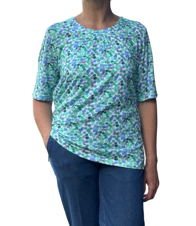 dames t-shirt bolletjes print groen
