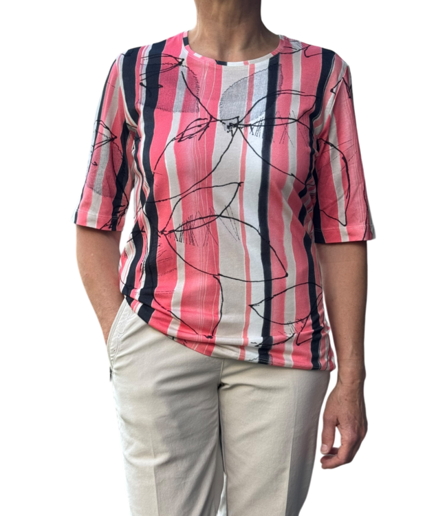 dames t- shirt katoen met print koraal
