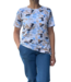dames t- shirt bolletjes structuur blauw