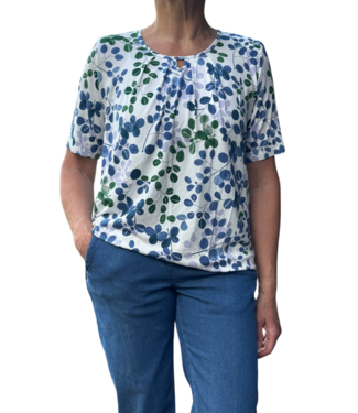 BLAUW blouson kleine bloemetjes groen