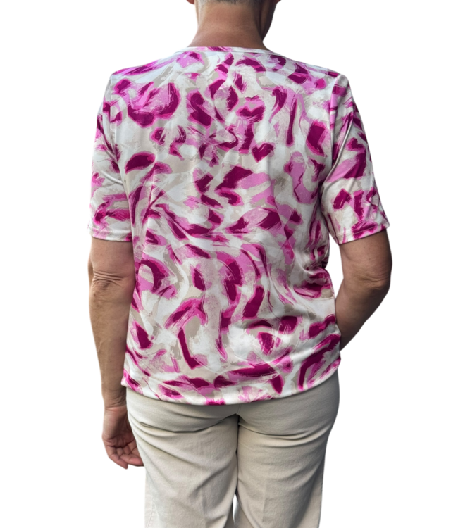 dames blouson shirt wipe-print beige-roze