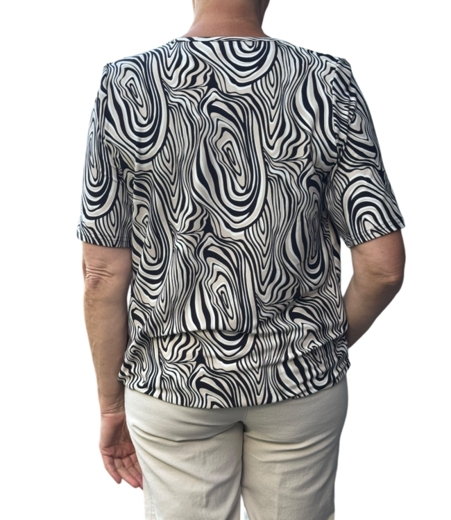 dames blouson shirt marmerprint beige