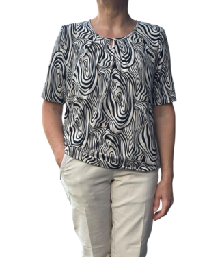 BLAUW dames blouson shirt marmerprint beige