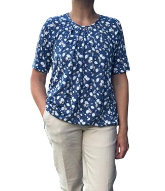 BLAUW blouson kleine bloemetjes jeansblauw