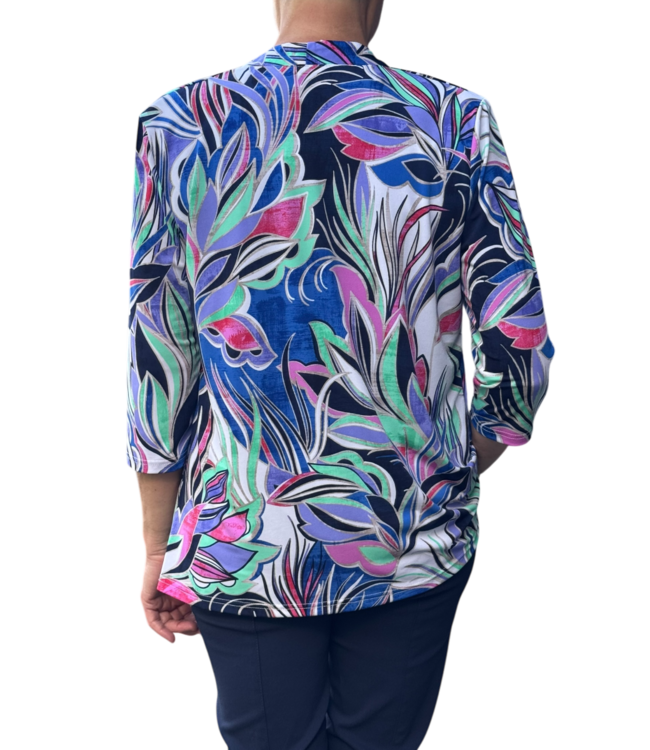 twinset (vest met topje) fantasyprint kobaltblauw