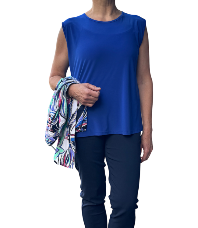 twinset (vest met topje) fantasyprint kobaltblauw