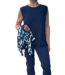twinset (vest met topje) bloemen all- over marine