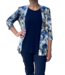 twinset (vest met topje) grafische bloemenprint blauw