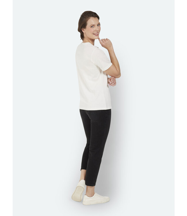 dames t- shirt met opdruk en knopen wit