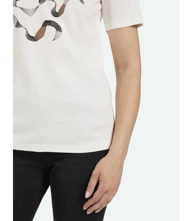dames t- shirt met opdruk en knopen wit