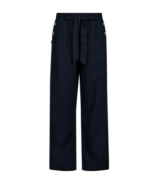 FreeQuent linnen dames broek flared marine "Lava"