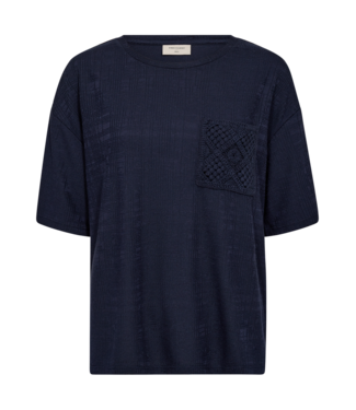 FreeQuent dames t- shirt met zakje Lyla marine