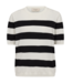 dames pullover korte mouw met streep zwart- wit Pixie