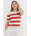 dames pullover korte mouw met streep rood- wit Pixie