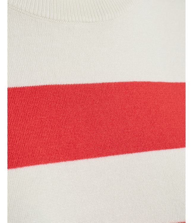 dames pullover korte mouw met streep rood- wit Pixie