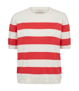 FreeQuent dames pullover korte mouw met streep rood- wit Pixie